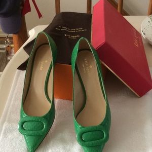 Kate Spade Tatianna Green kitten heels
